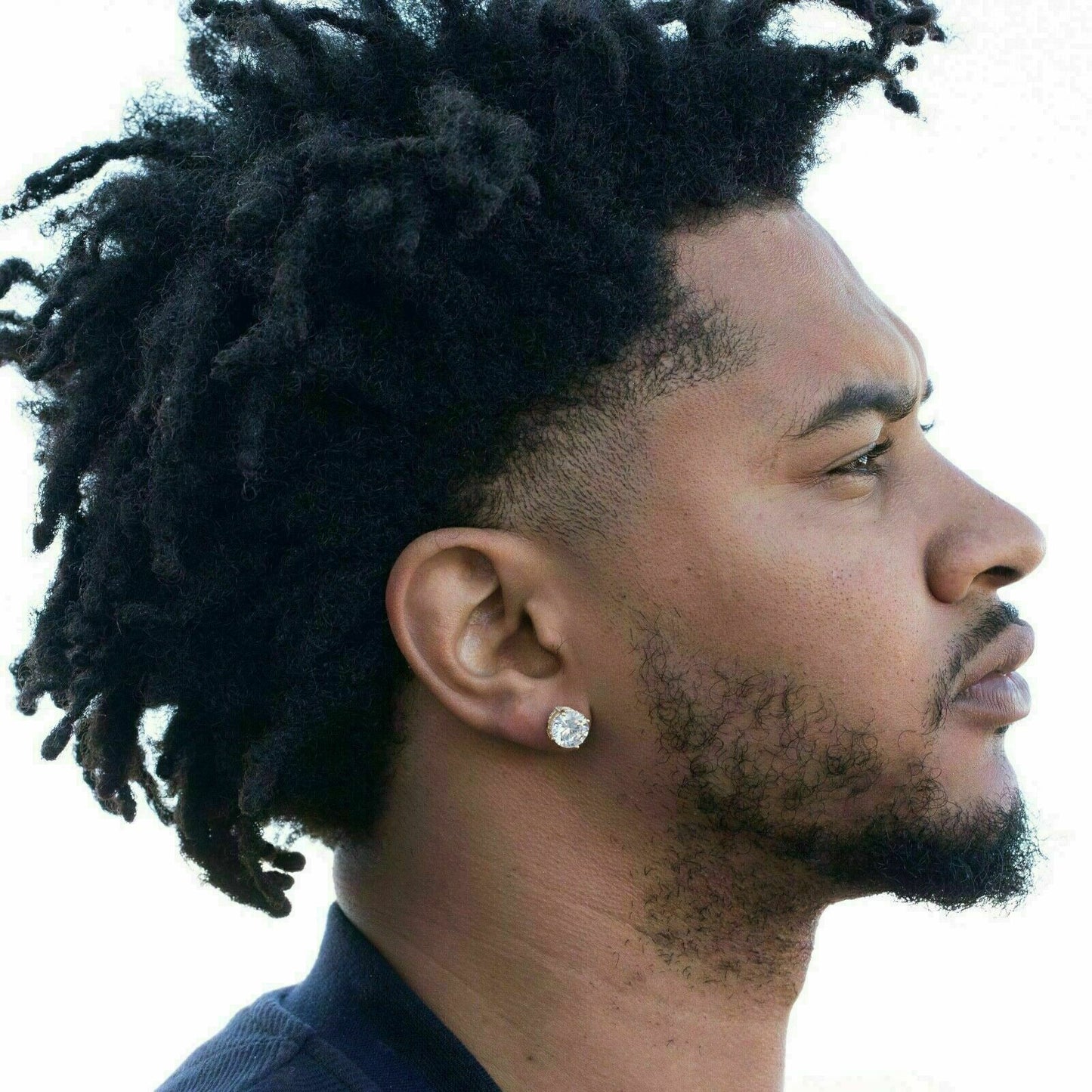 Men's Screw Back Stud 5Ct Round Cut VVS1 Diamond Earrings 14k Yellow Gold Finish