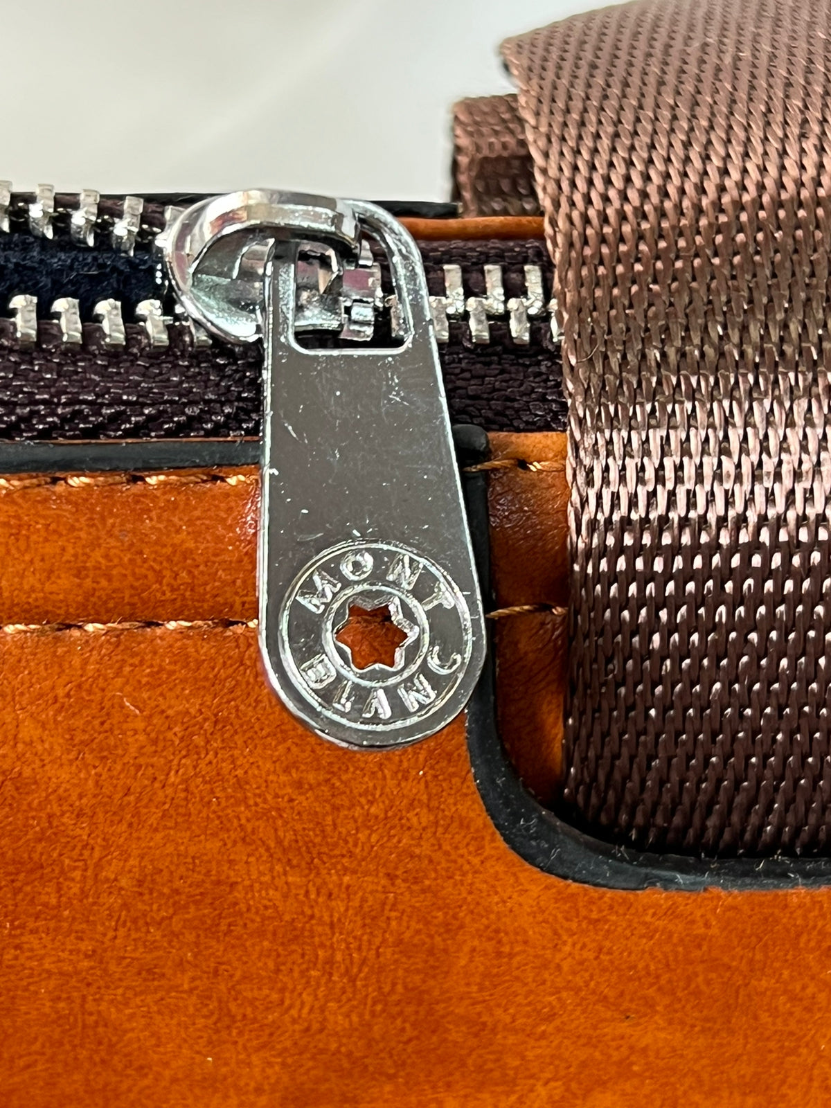 Mont Blanc Meisterstuck Light Brown Leather Laptop Bag for Travel