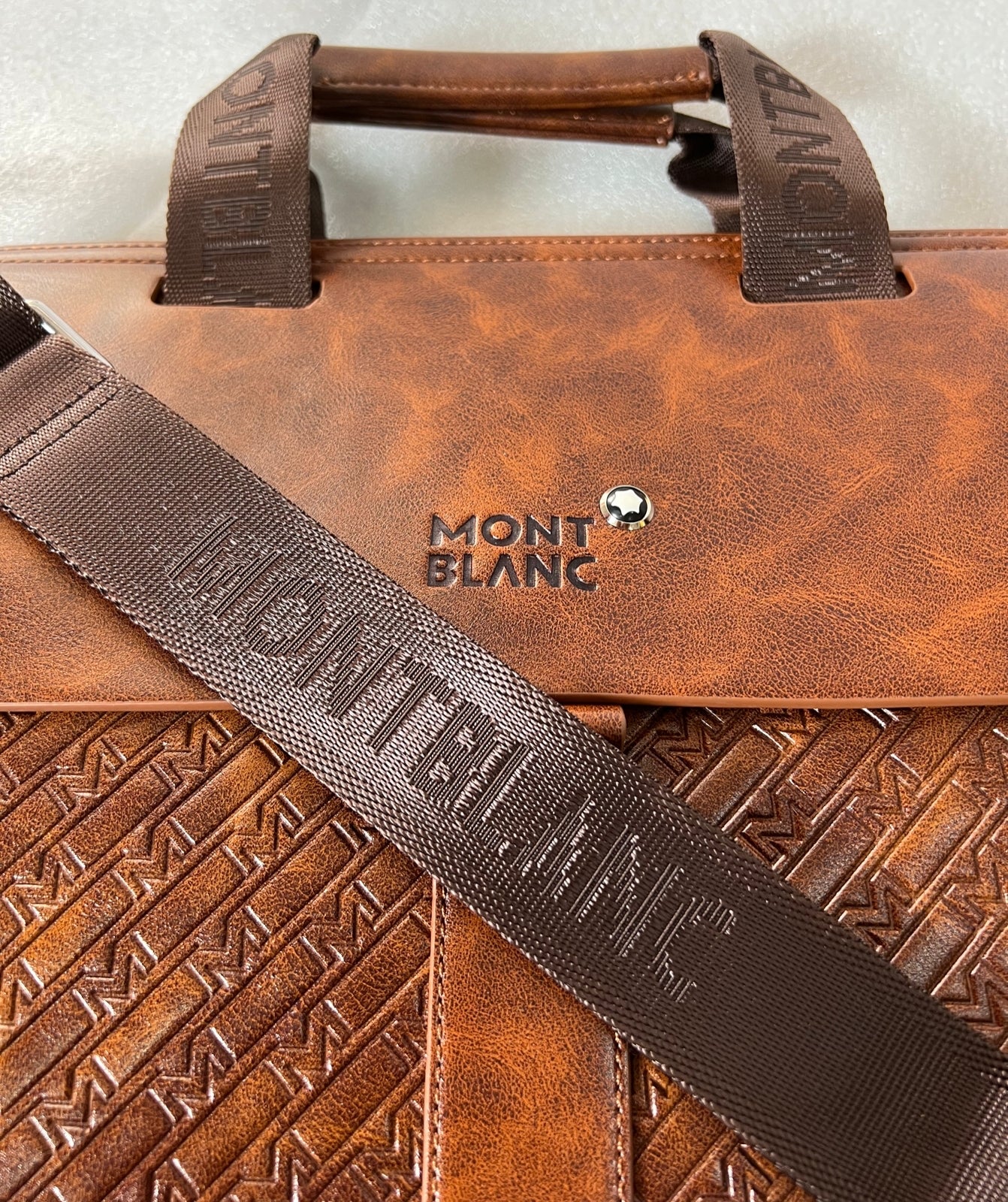 Montblanc M Gram Briefcase Bag Messenger Leather Business Travel Monogram