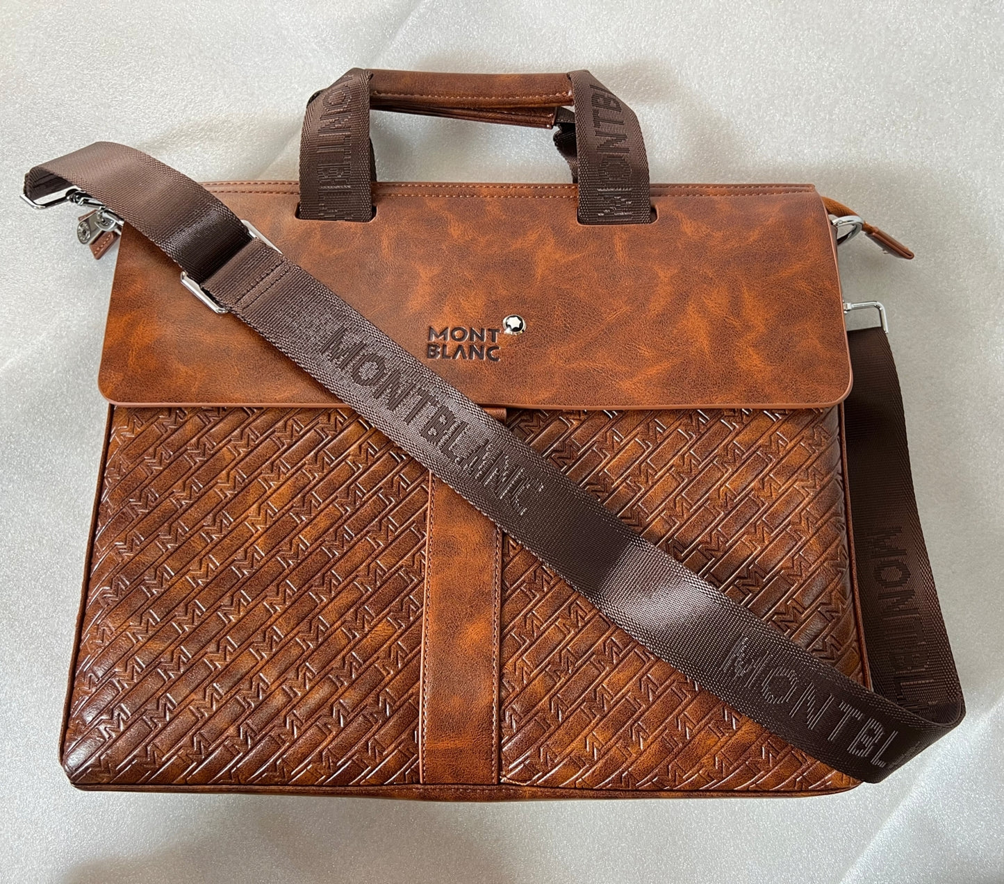 Montblanc M Gram Briefcase Bag Messenger Leather Business Travel Monogram