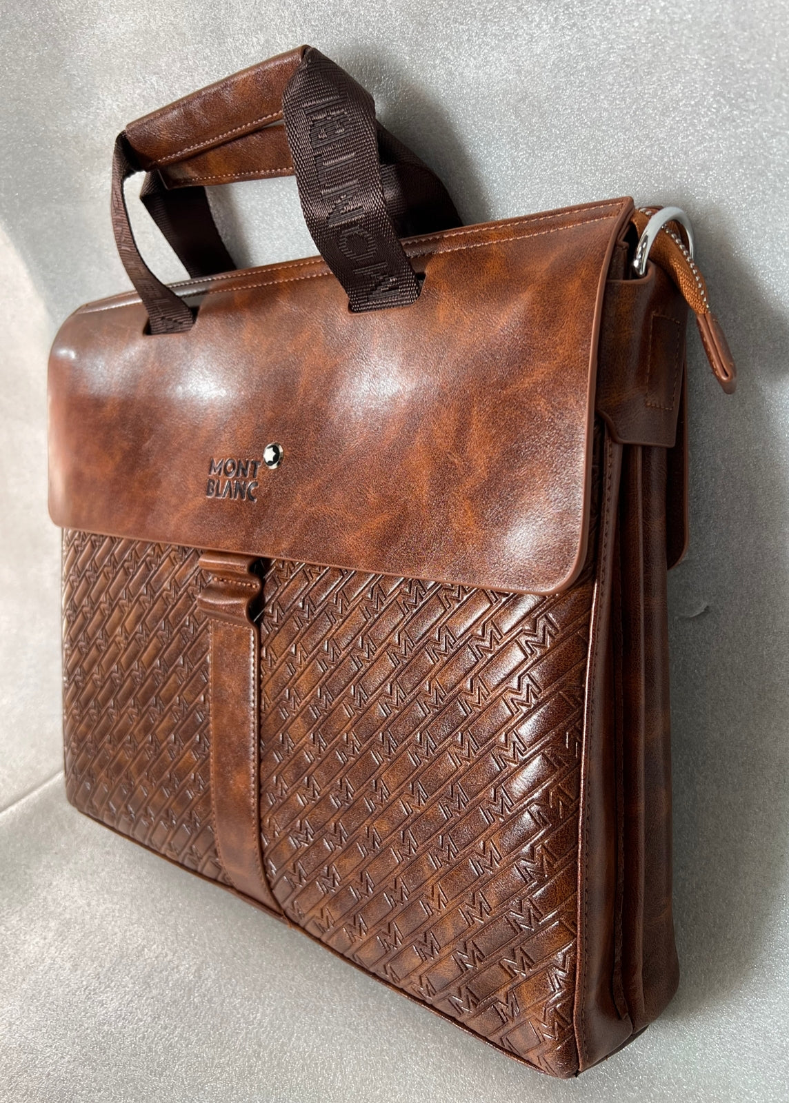 Montblanc M Gram Briefcase Bag Messenger Leather Business Travel Monogram