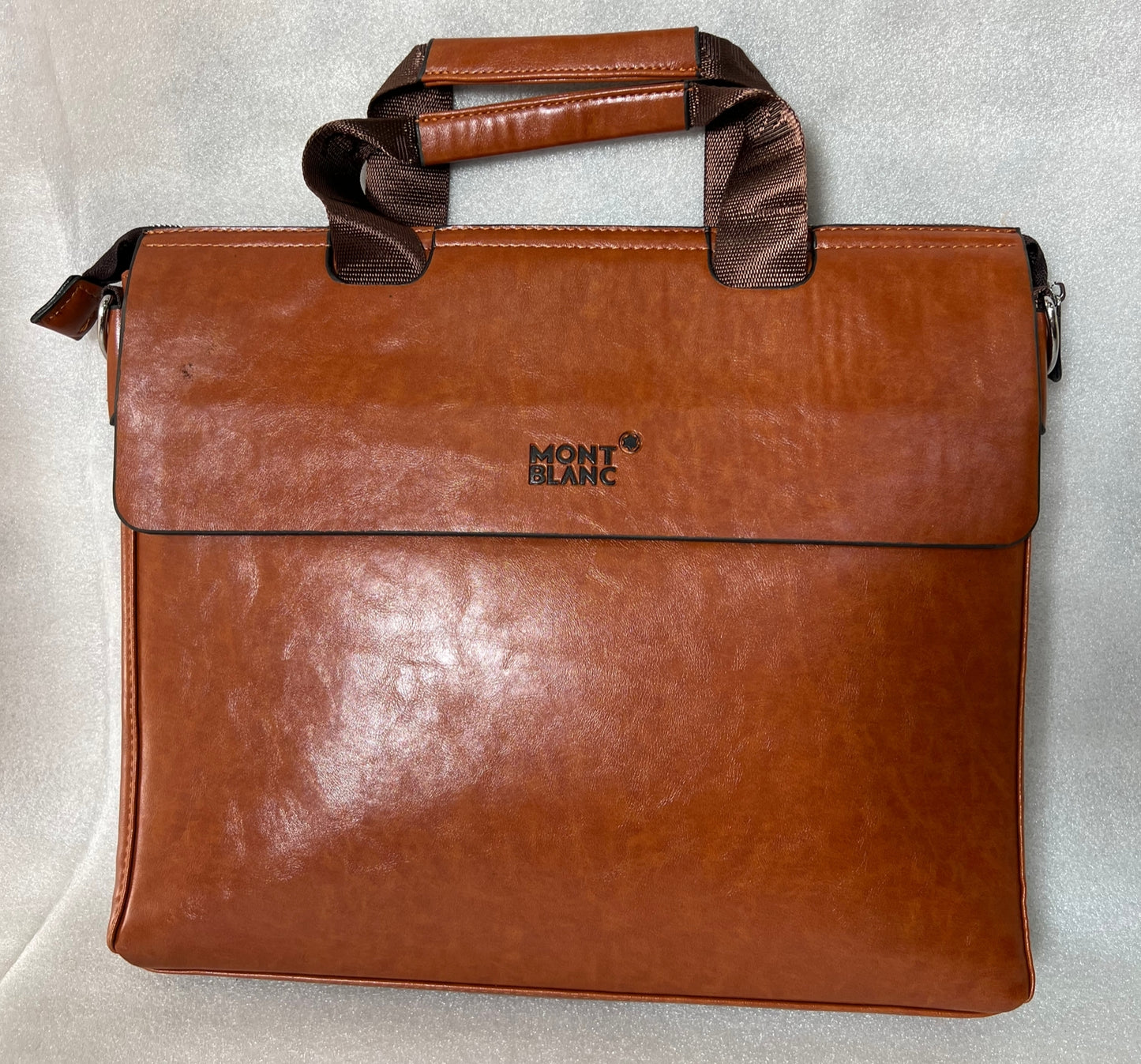 Mont Blanc Meisterstuck Light Brown Leather Laptop Bag for Travel