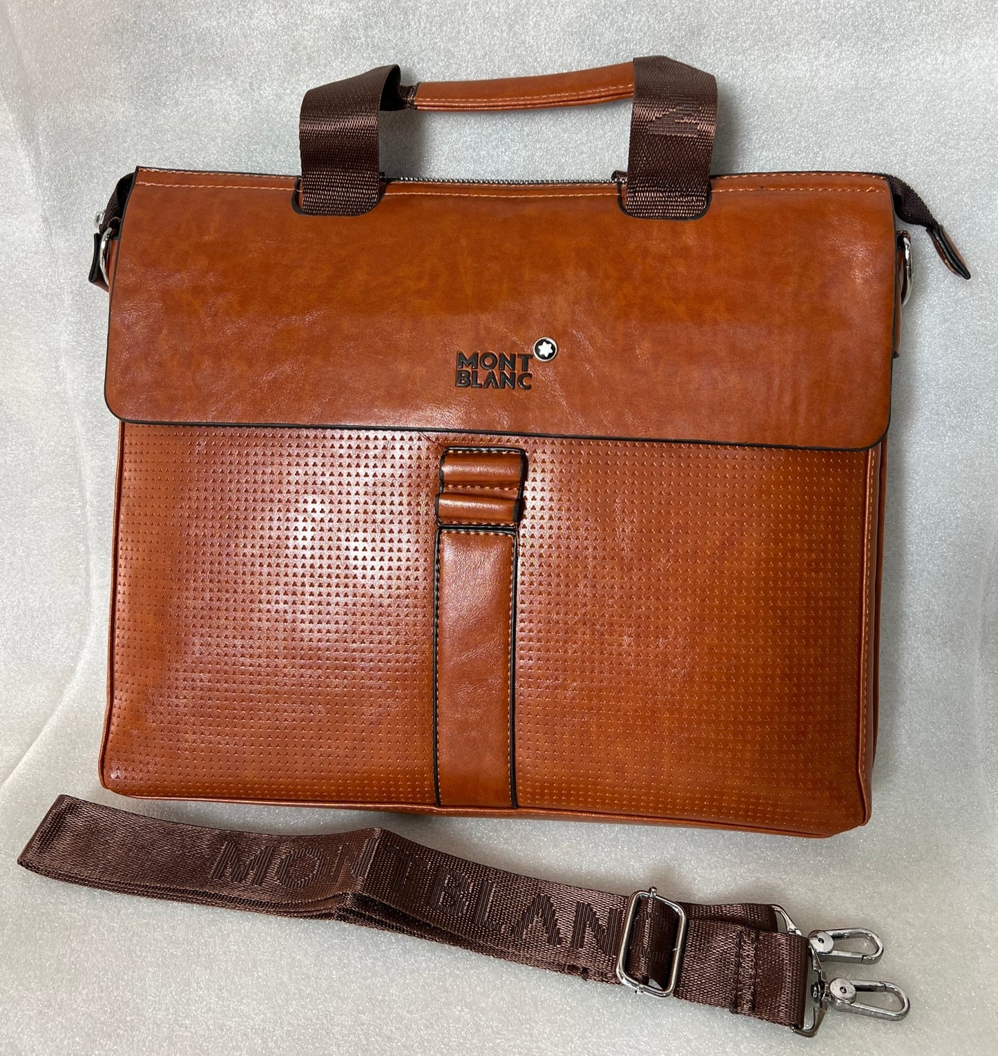 Mont Blanc Meisterstuck Light Brown Leather Laptop Bag for Travel