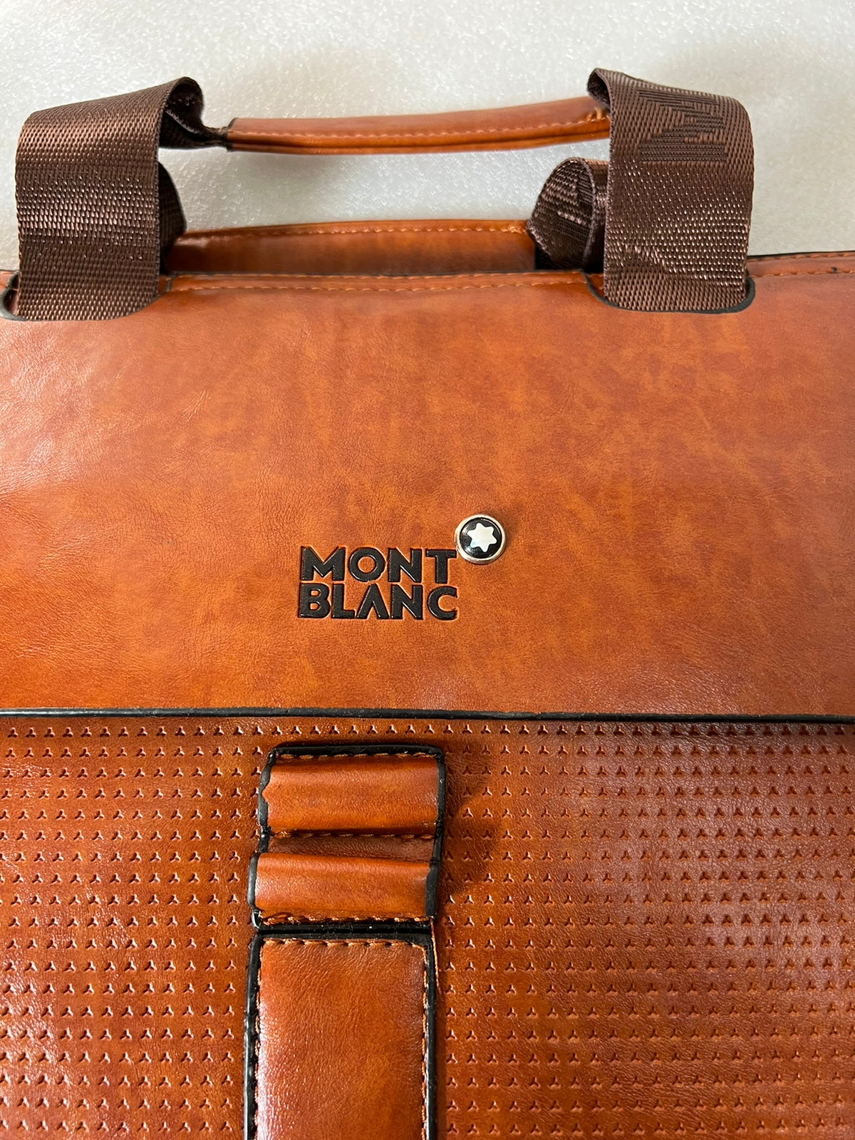 Mont Blanc Meisterstuck Light Brown Leather Laptop Bag for Travel